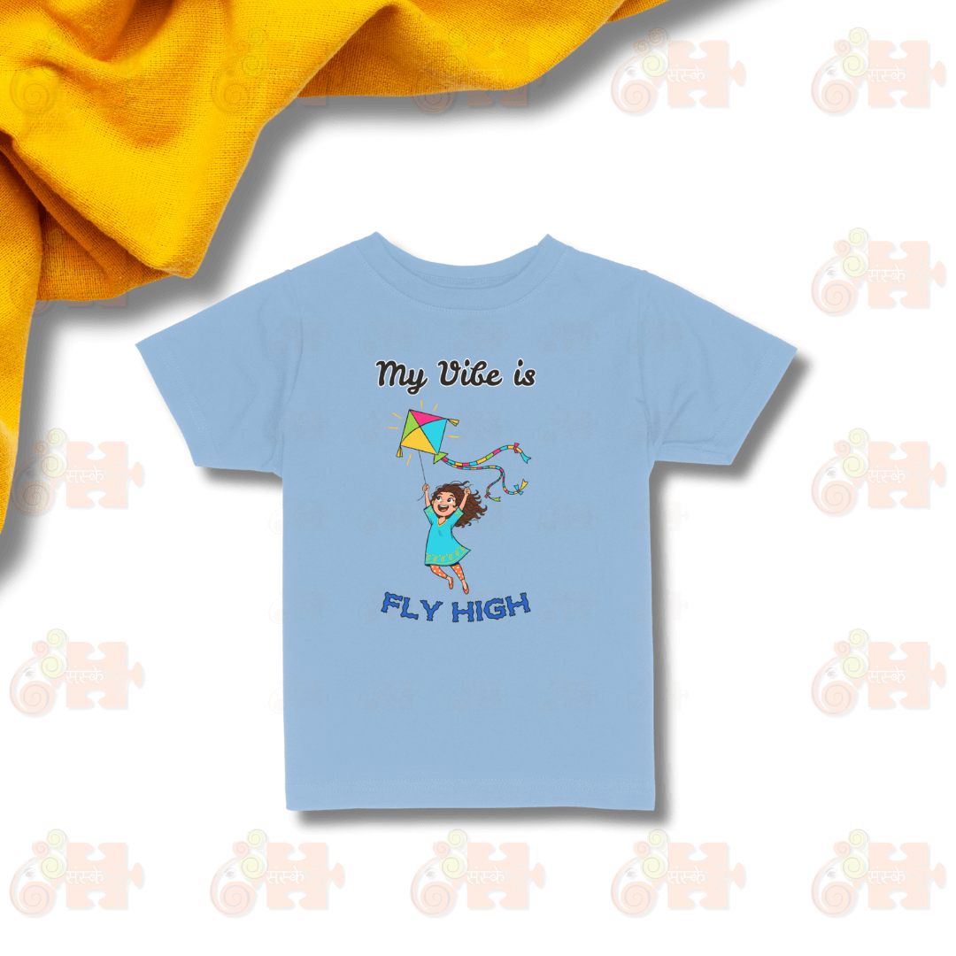 Light blue Kids Pongal T-shirt for kite flying festival celebrations