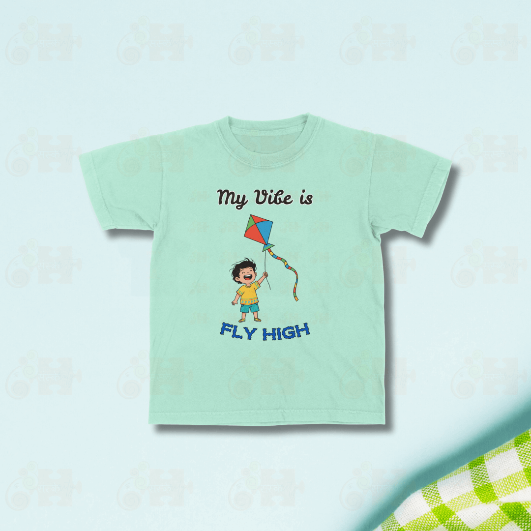 Island green Kids Pongal T-shirt in soft cotton for kite festival