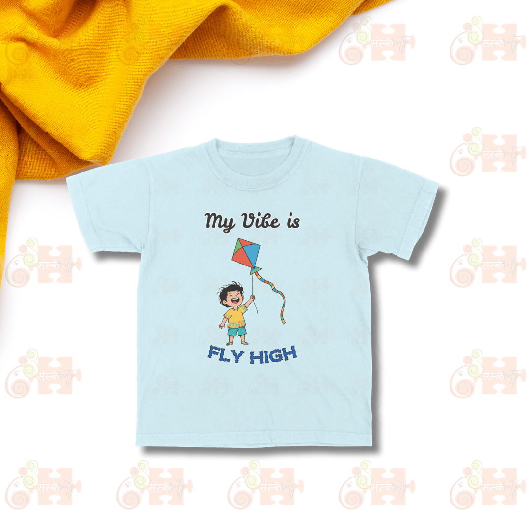 Light blue Kids Pongal T-shirt for kite flying festival celebrations